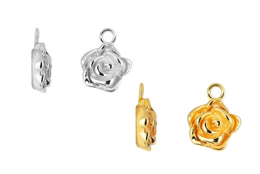 Sterling silver 8 mm rose charm pendant