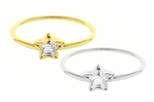 Anillo plata 925 estrella zirconita 