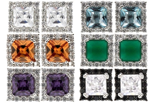 Pendiente plata 925 con zirconita cuadrado 