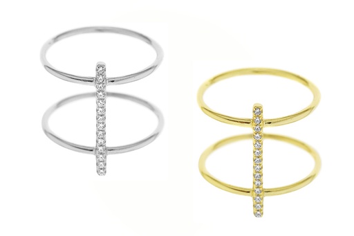 Anillo plata 925 barra zirconita 