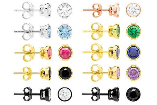 Silver 925 earring cz 2.00/2.50/3.00/4.00/6.00/7.00/8.00mm (pack of 6)