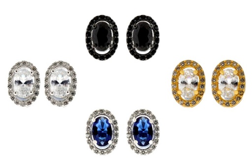 Pendiente plata 925 cz ovalado 