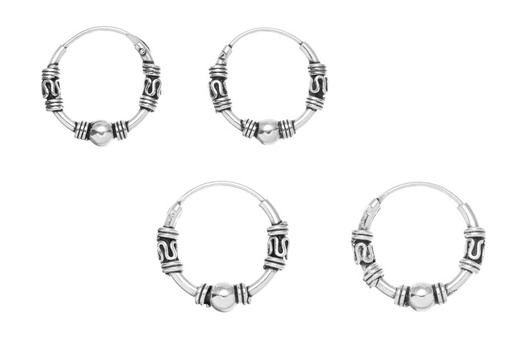 [0817612000OX] Silver 925 earring hoop bali 12.00mm (pack of 10)