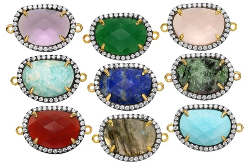 Silver 925  semi precious stone cz finding