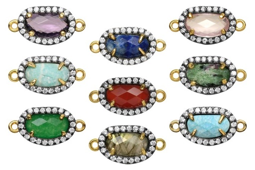 Silver 925  semi precious stone cz finding