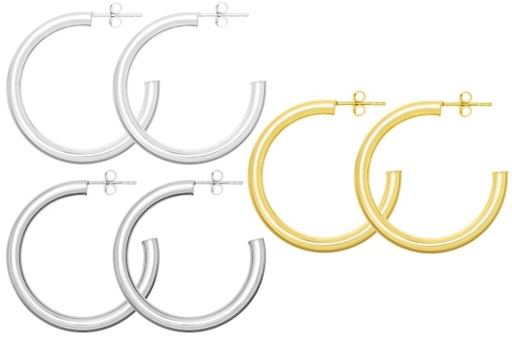 Pendiente aro plata 925 presion 4mm