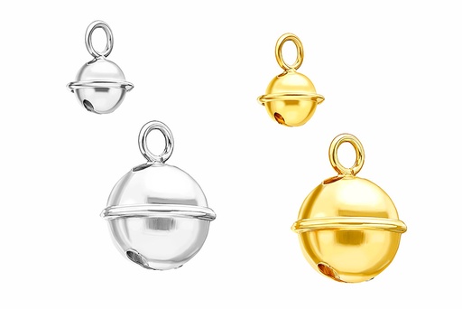 Silver 925 jingle bell charm 8.00mm (pack of 5)