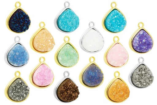 Charm silver 925 drusa stone