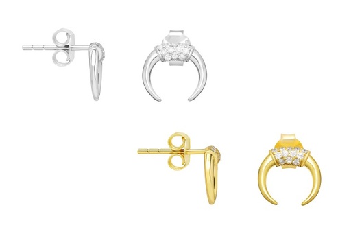 [105900002ZBL] Pendiente plata 925 cuerno con circonitas (pack de 6)