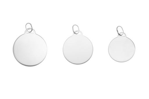 [1307612000PL] Colgante plata 925 placa redonda (pack de 3)