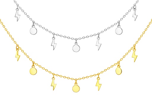 Collar choker plata 925 rayo y mini placa