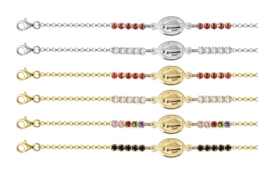 Pulsera plata 925 virgen milagrosa con zirconita