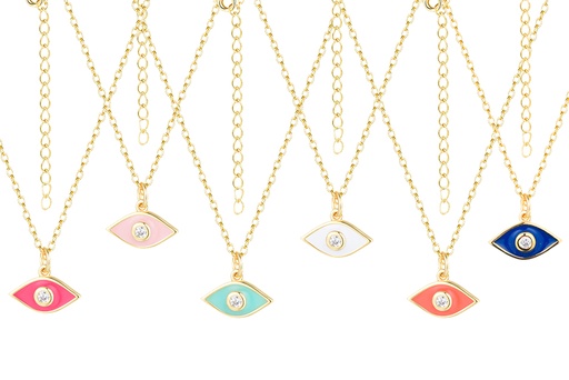 Collar plata 925 ojo turco esmalte con zirconita 