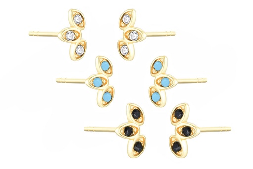 Sterling silver with three mini zirconia earring