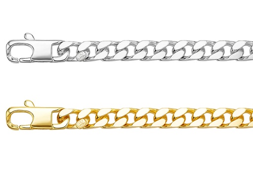 Cadena plata 925 barbada diamantada 4 lados 180 5mm