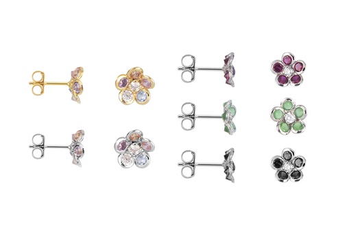 Sterling silver zirconia flower earring