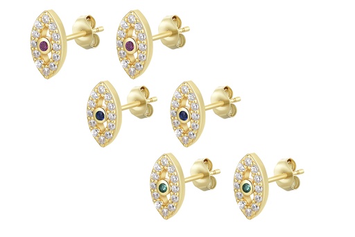 Sterling silver zirconia turkish eye earring