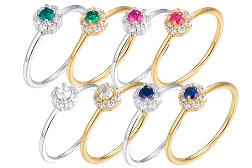 Anillo plata 925 flor zirconita