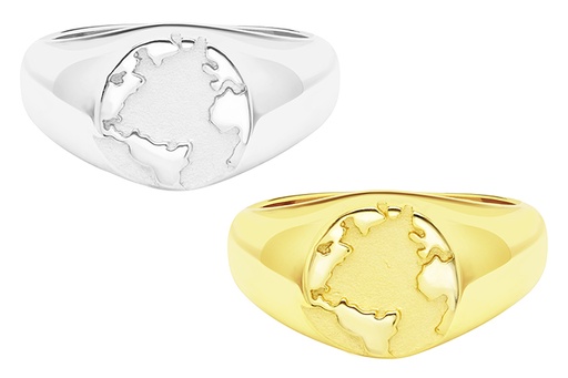 Anillo sello plata 925 mundo 