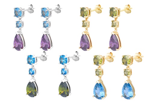 Pendiente plata 925 tres zirconitas