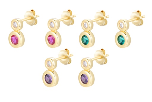 Sterling silver two zirconias earring