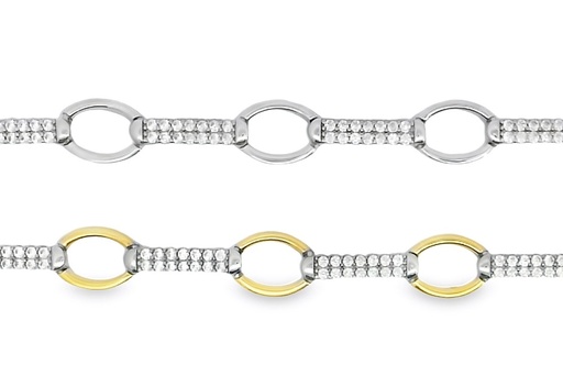 Pulsera plata 925 anillas ovaladas intercaladas con barras