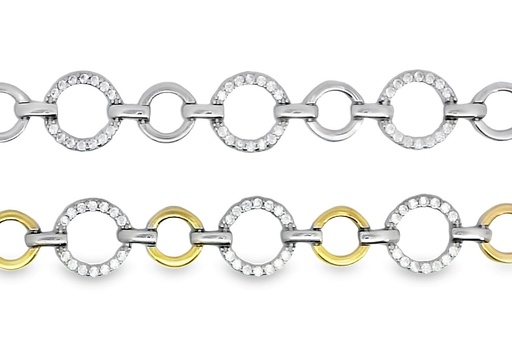 [16746B1800ZBLRD] Pulsera plata 925 circulo intercalados con zirconitas