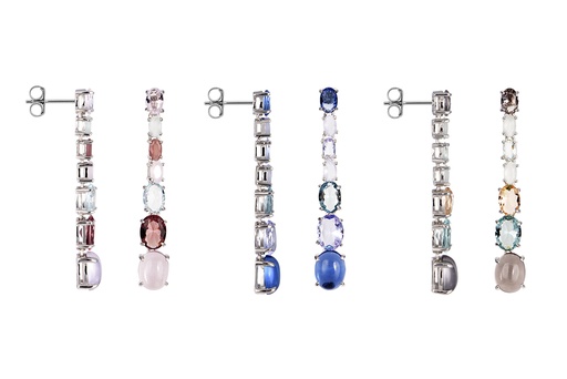 Sterling silver mix stones long earring