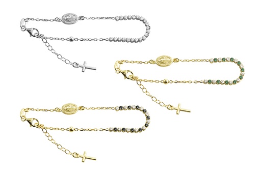 Sterling silver rosary zirconia bracelet