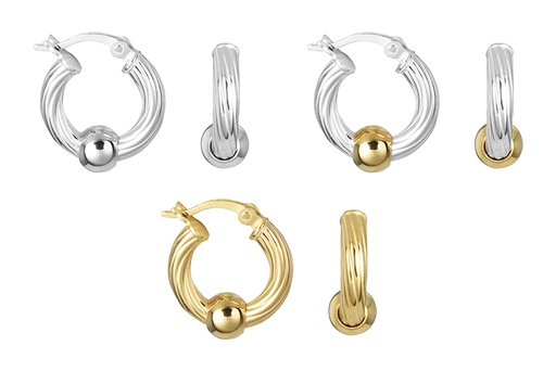 Sterling silver galloned hoop earring