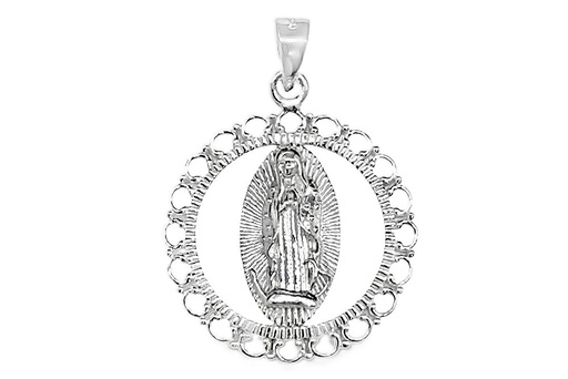 Sterling silver 23x20mm virgin of guadalupe pendant