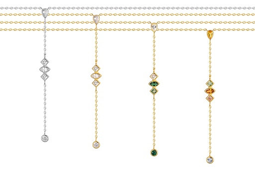 Sterling silver mixed shapes with zirconia necklace