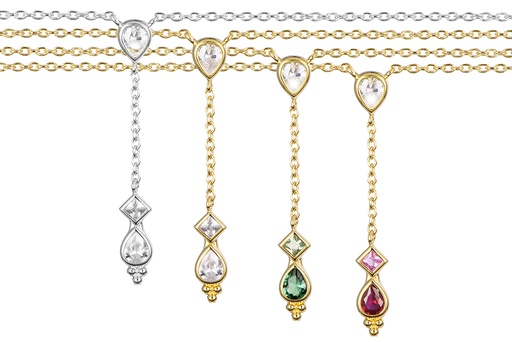 Sterling silver mix shapes zirconia necklace