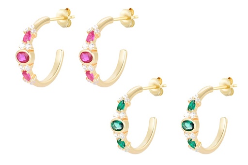 Sterling silver mixed zirconia hoop earring