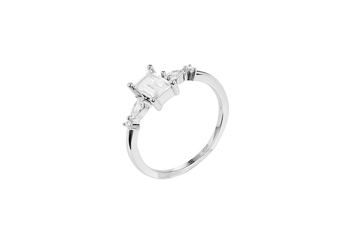 Sterling silver 6x4mm baguette zirconia ring