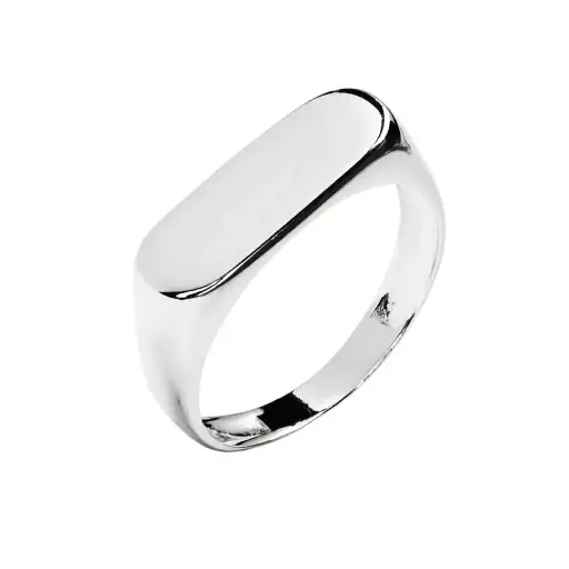 Sterling silver rectangular signet 6x17mm ring