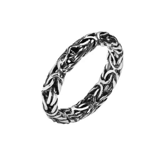 Sterling silver 7mm bizantina chain ring