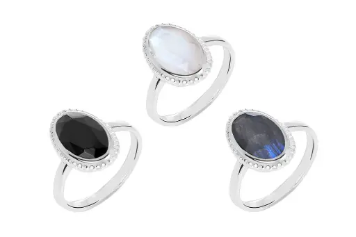 Anillo plata 925 piedra ovalada facetada 12x7mm