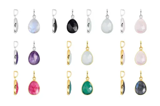 Sterling silver 14x12mm stone pendant