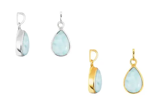 Sterling silver 15x11mm drop shape stone pendant