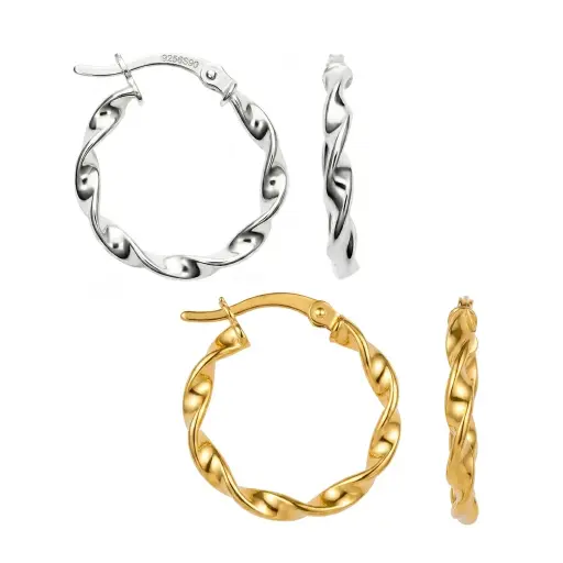Sterling silver twisted hoop earringS