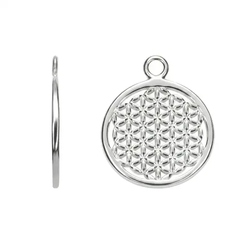 Sterling silver 14 mm flower of life pendant