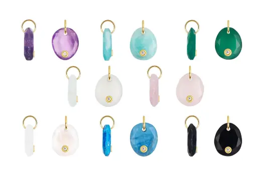 Sterling silver irregular faceted stone with white zirconia pendant