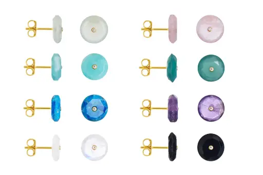 Pendiente plata 925 piedra redonda facetada 12mm con zirconita blancas