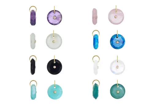 Sterling silver 12 mm round faceted stone with white zirconia pendant