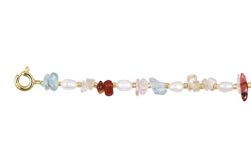 [18671B16E3PBLDO] Pulsera plata 925 mix de piedras semipreciosas y perlas