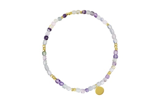 [18674BRMXDO] Sterling silver mix semiprecious stones elastic bracelet