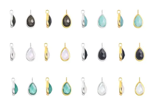 Sterling silver 9x6mm semiprecious stones drop charm