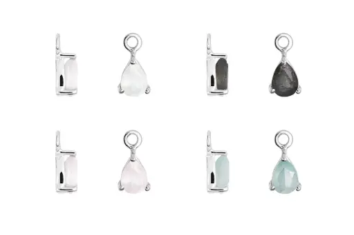 Sterling silver 8x6mm semiprecious stones charm
