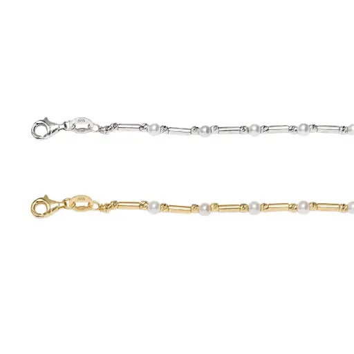 Sterling silver bracelet with 3mm interspersed pearls